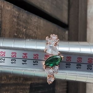Ring "Luck Be A Lady" Lab Created Emerald, CZ, rose gold plated, sz. 8